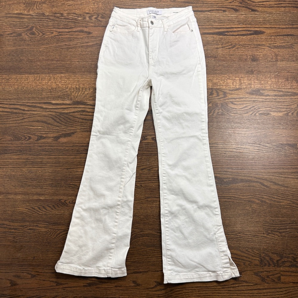 Judy Blue Jeans Womens 7 28 White Slim Boot Side Slit High Rise Denim